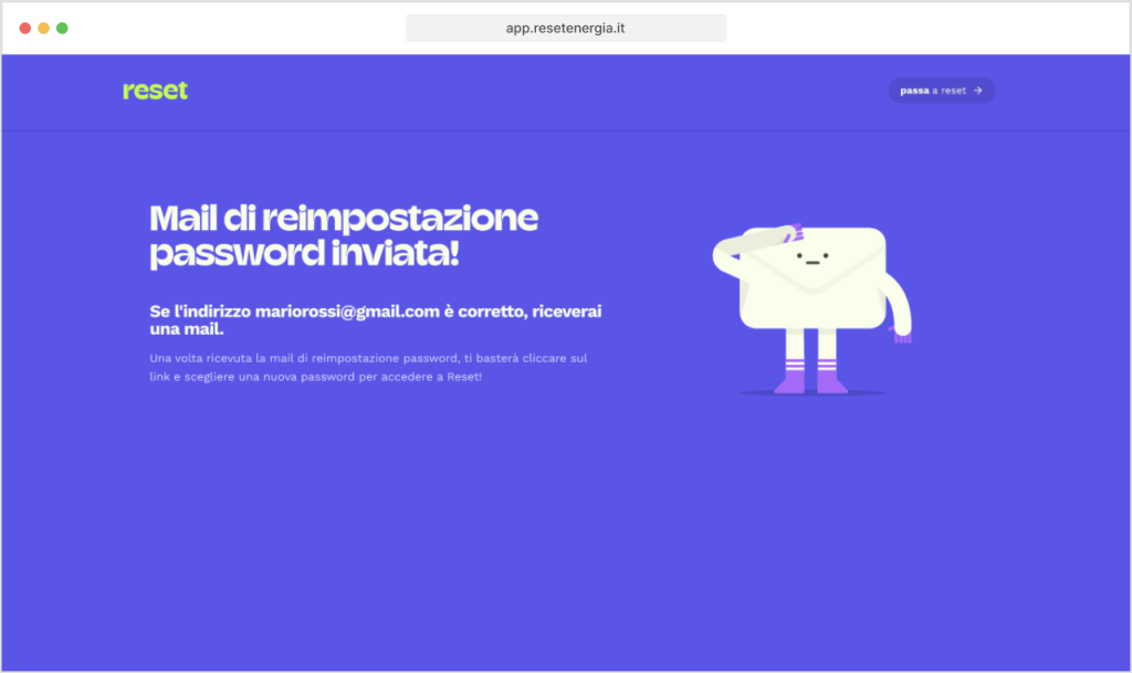 screenshot di scermata di email inviata